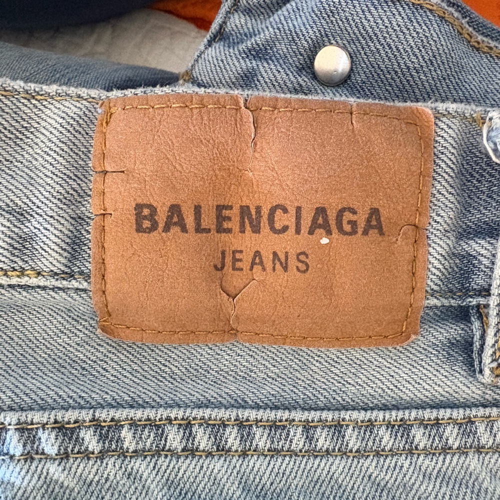 Balenciaga | Cut up double baggy jean. Made in Italy. Distressed. Size Small - Picture 11 of 17
